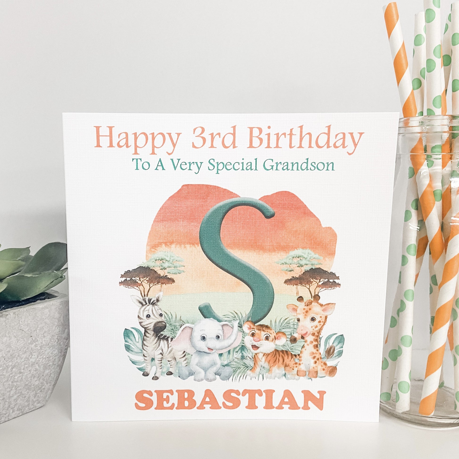 Personalised Birthday Card Jungle Safari Animals – Blossom Lane Cards ...