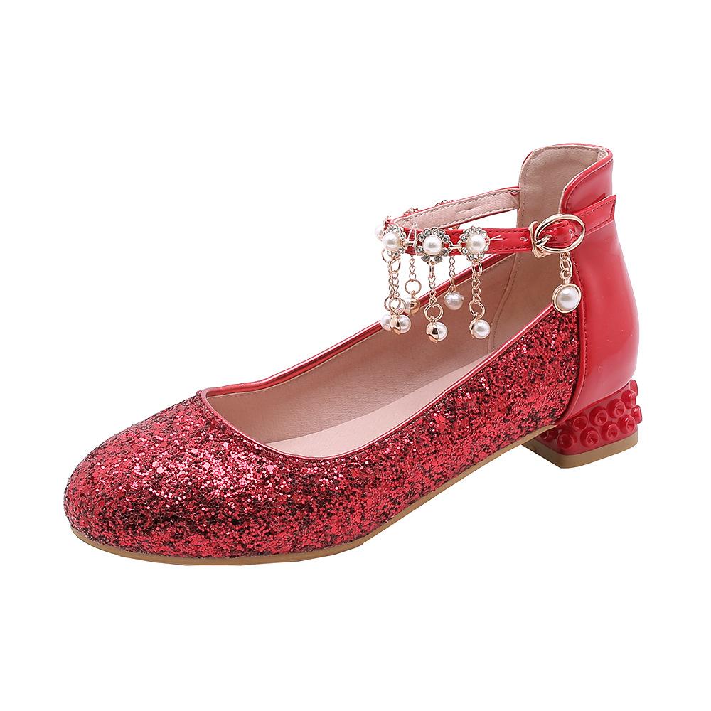 Women's Sequined Pearls Low Heeled Shoes