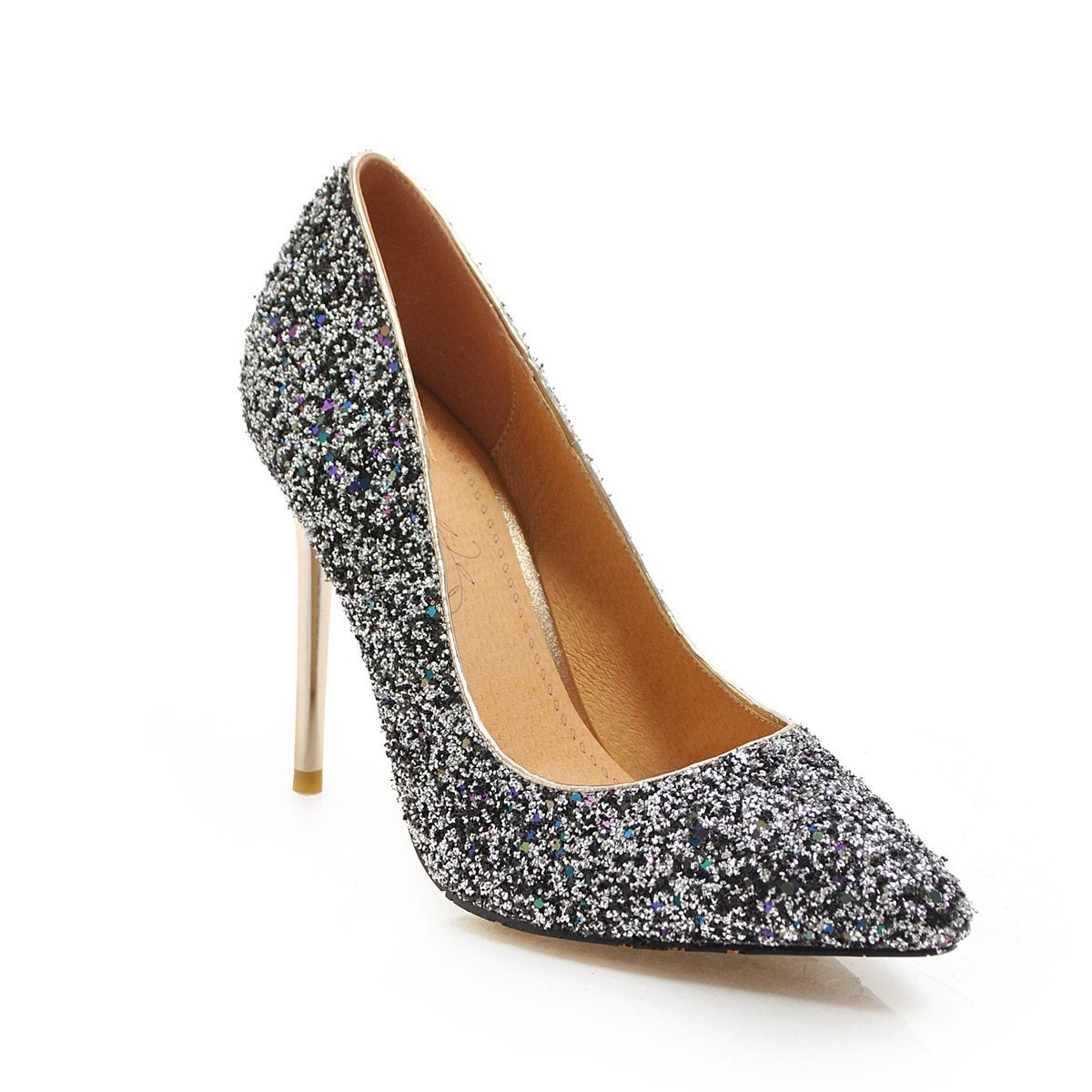 Sexy Pointed Toe Wedding Shoes Ultra-High Heels with Sequins