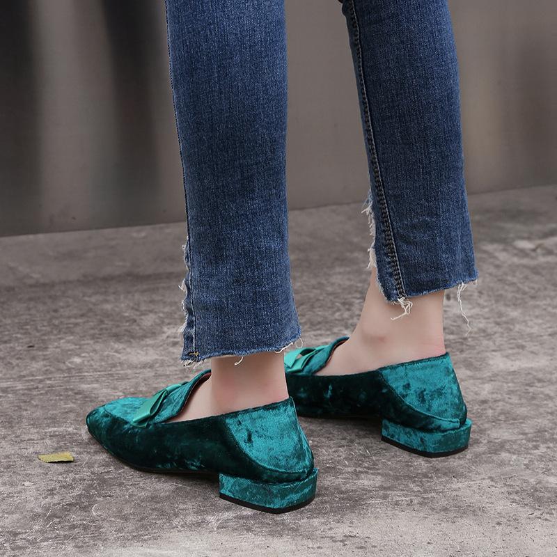 Woman's Casual Bow Low Heeled Chunky Pumps Shoes