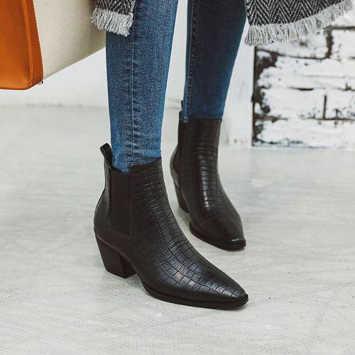 Woman Stone-print High Heel Short Boots