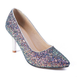 Stiletto Heel Pointed Toe Sequined Wedding Shoes Women Pumps