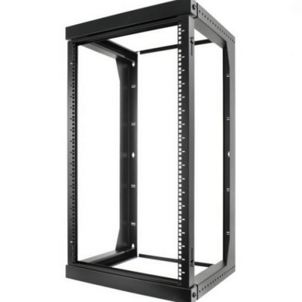 20U Open Wall Mount Frame Rack with Hinge. Swings Out. Includes M6 screws and cage nuts. Adjustable depth from 18" to 30"