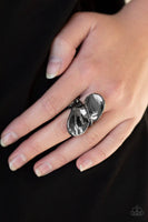Fabulously Folded - Black Hematite Rhinestone Ring - Paparazzi Accessories - GlaMarous Titi Jewels