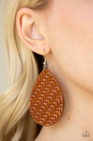 Teardrop Trend - Brown Leather Teardrop Earrings - Paparazzi Accessories - GlaMarous Titi Jewels