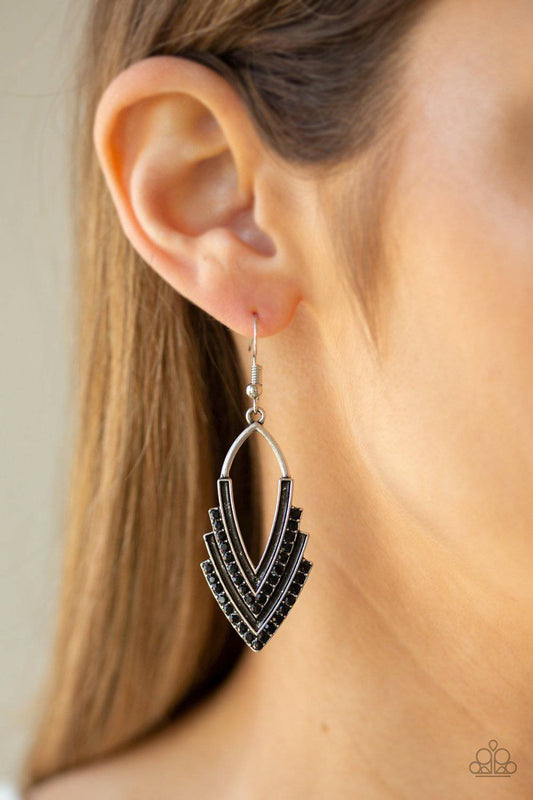 Industrial Imperfection Black Earrings - Paparazzi Accessories
