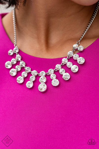 white rhinestone necklace paparazzi