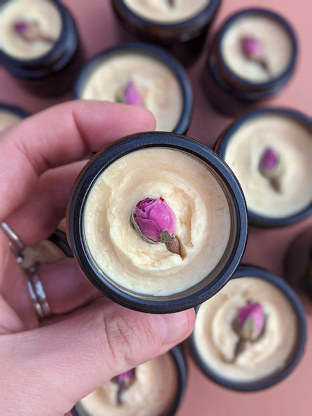 rose, cardamom and vanilla grounding body butters 
