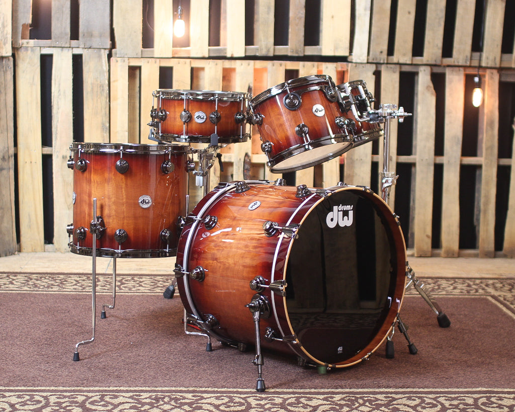 Dw Collectors Series Natural To Rich Red Burst Over Macore Drum Set