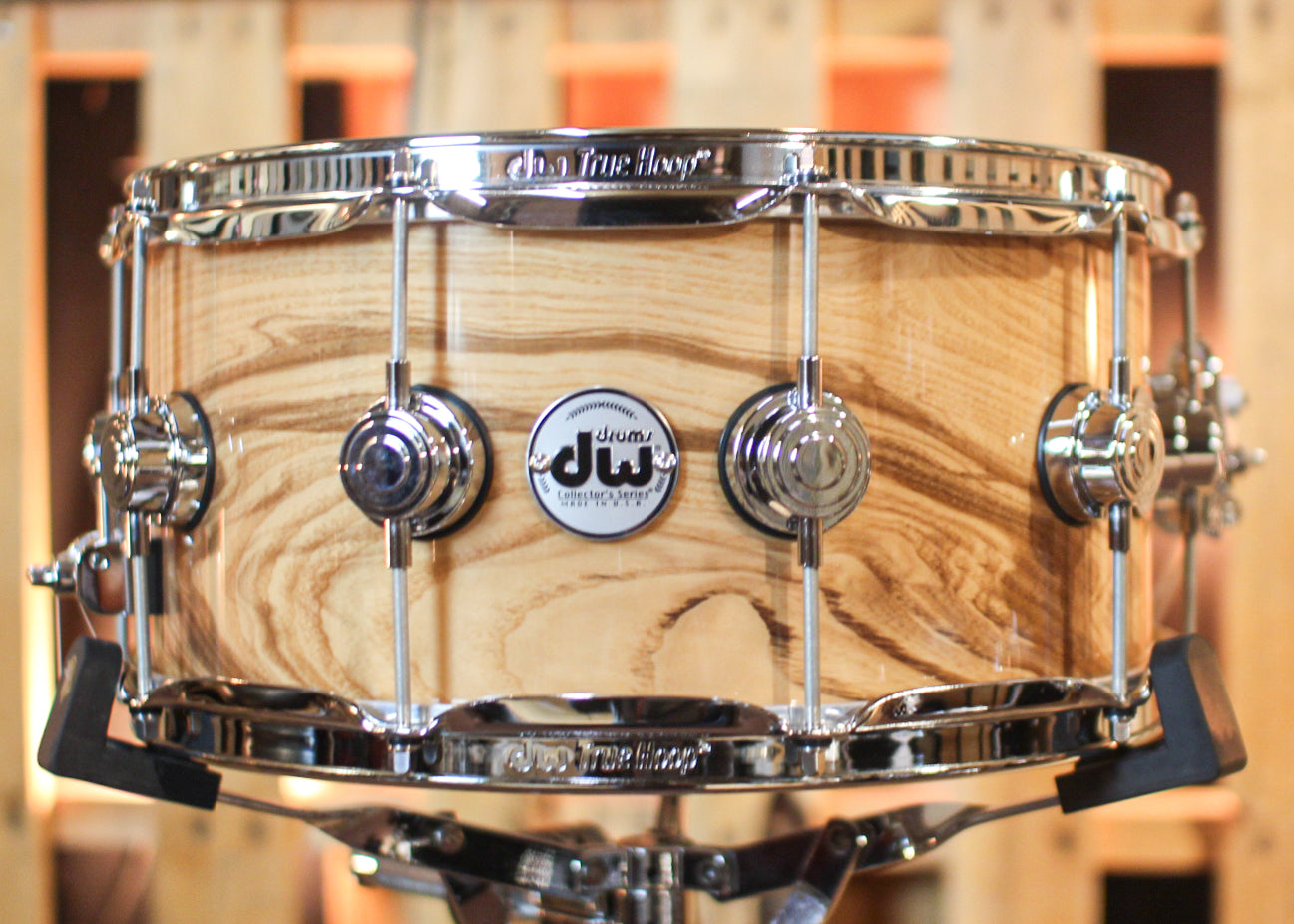 DW 6.5x14 Collector's Maple Mahogany Olive Ash Burl Snare Drum