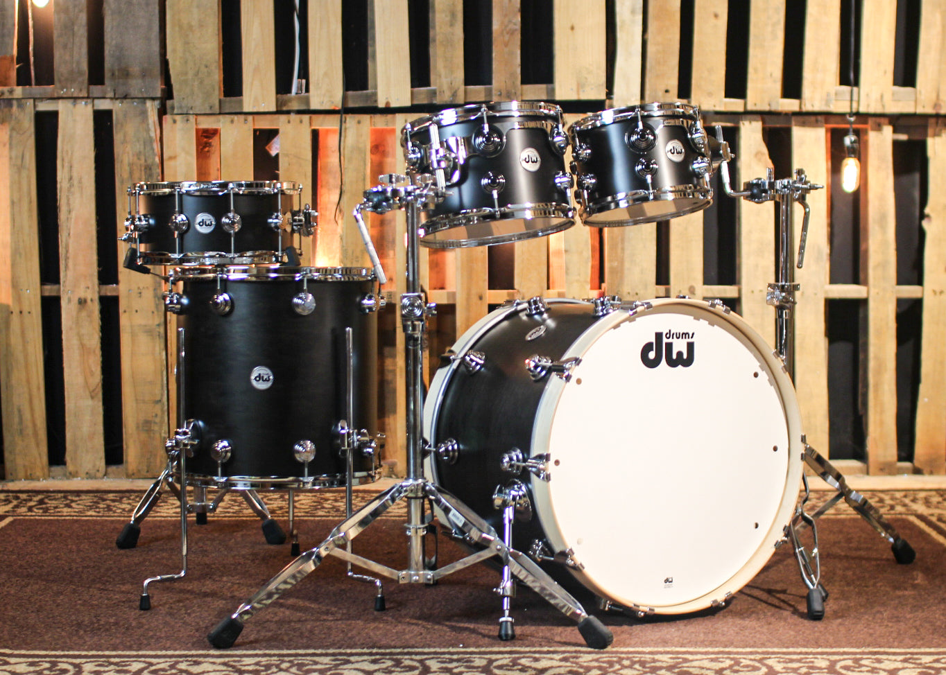 DW Collectors Maple SSC Ebony Satin Oil Drum Set - 22,10,12,16,6x14 -  SO#1291867