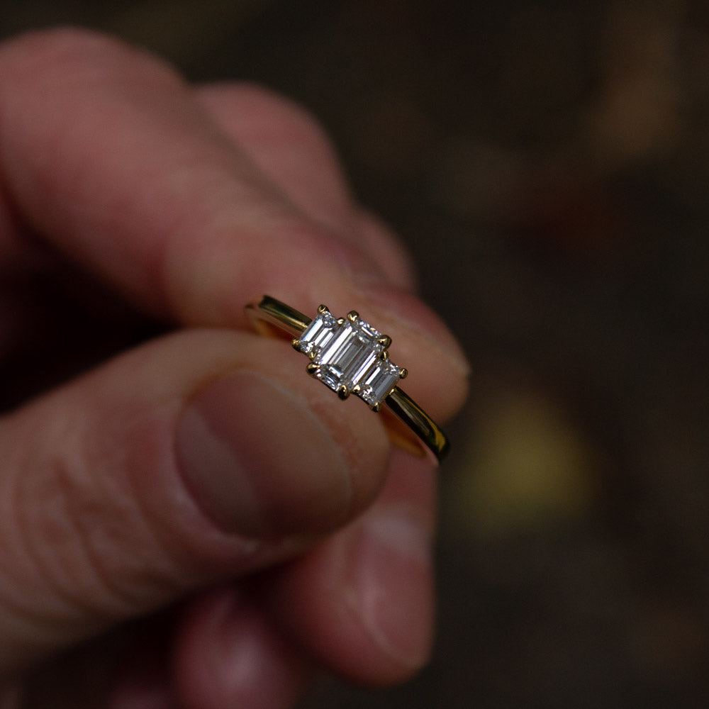 Bespoke three stone diamond engagement ring