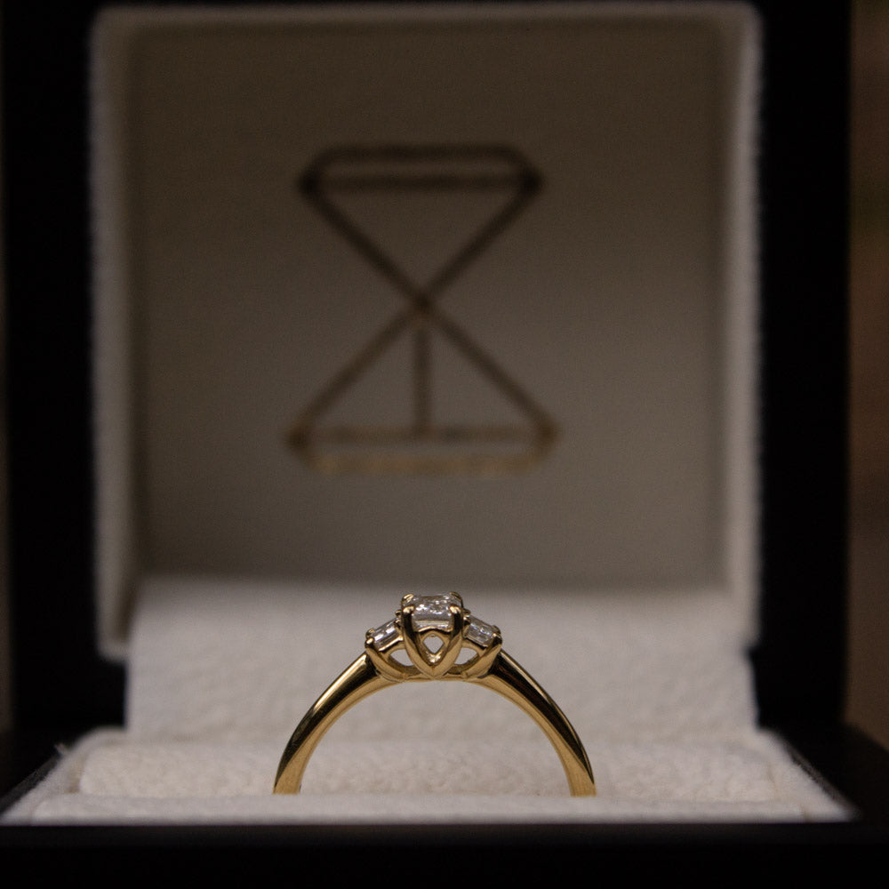 Bespoke three stone diamond engagement ring