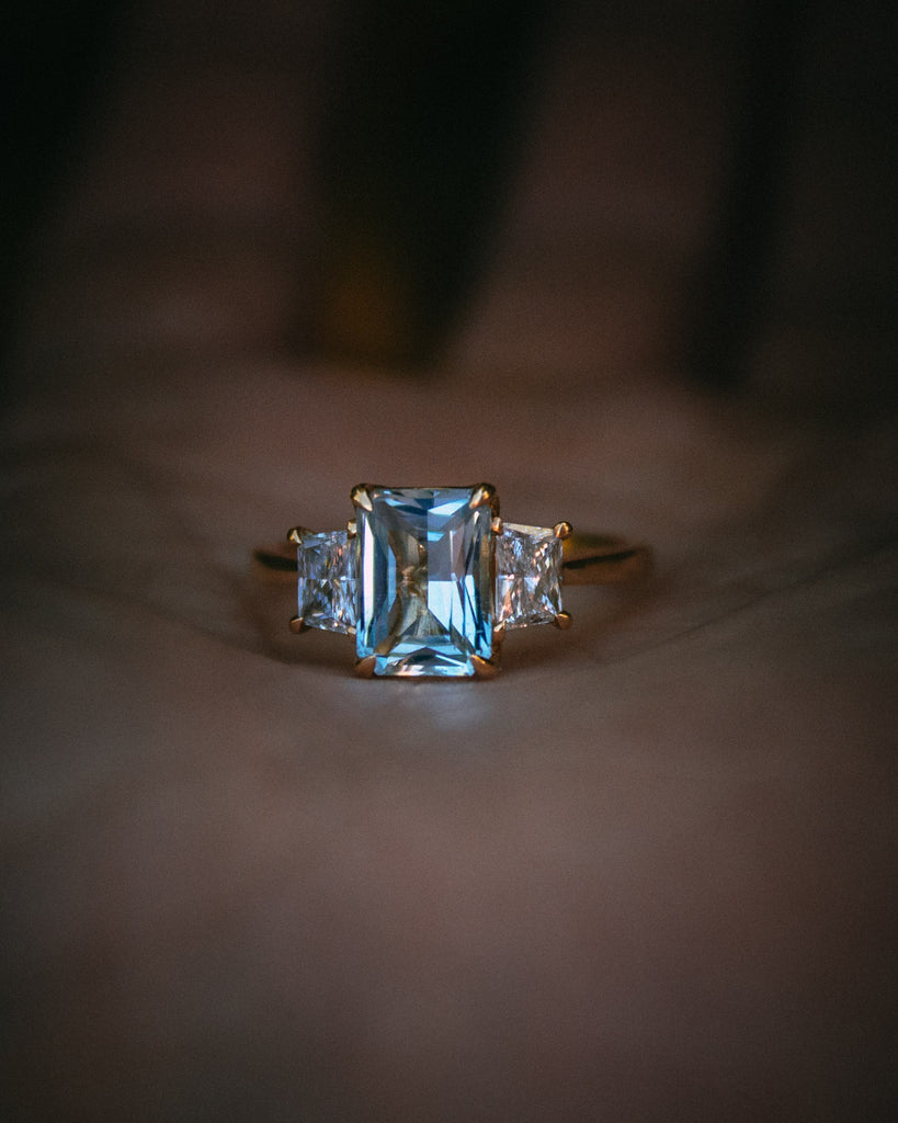 Bespoke aquamarine and diamond engagement ring edinburgh