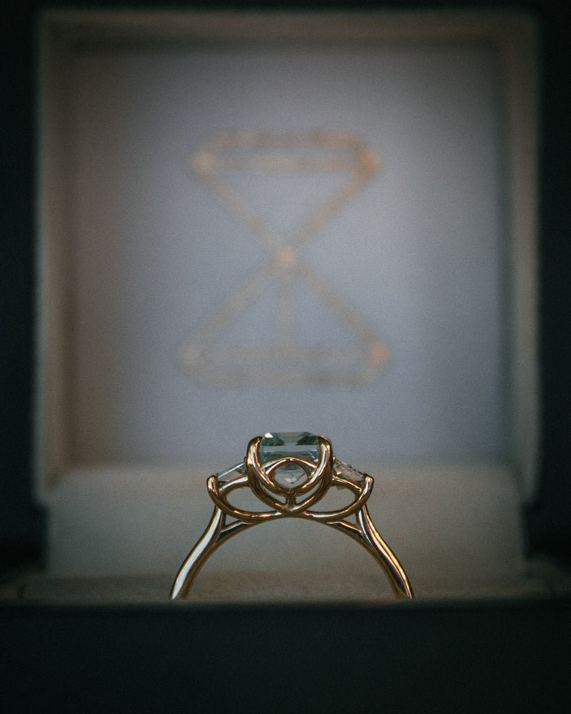 Bespoke aquamarine and diamond engagement ring edinburgh