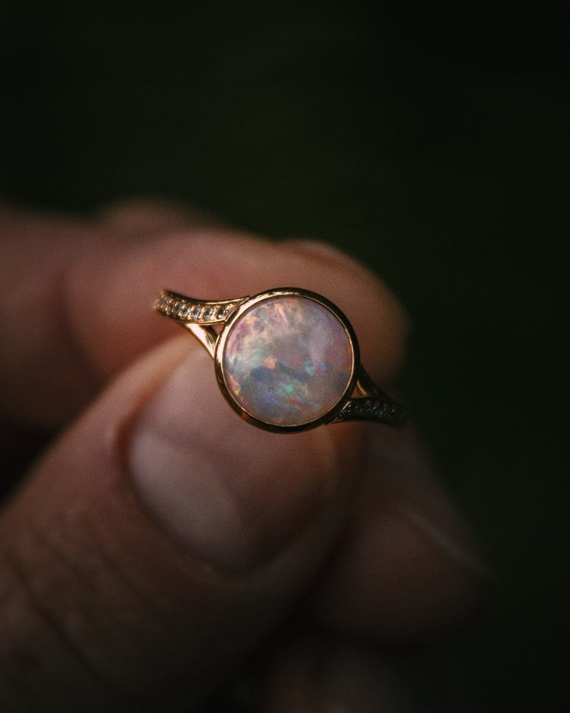 Bespoke Australian Opal & Diamond Pavé Engagement Ring