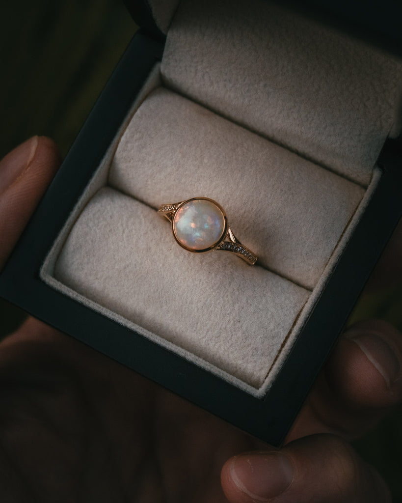 Bespoke Australian Opal & Diamond Pavé Engagement Ring