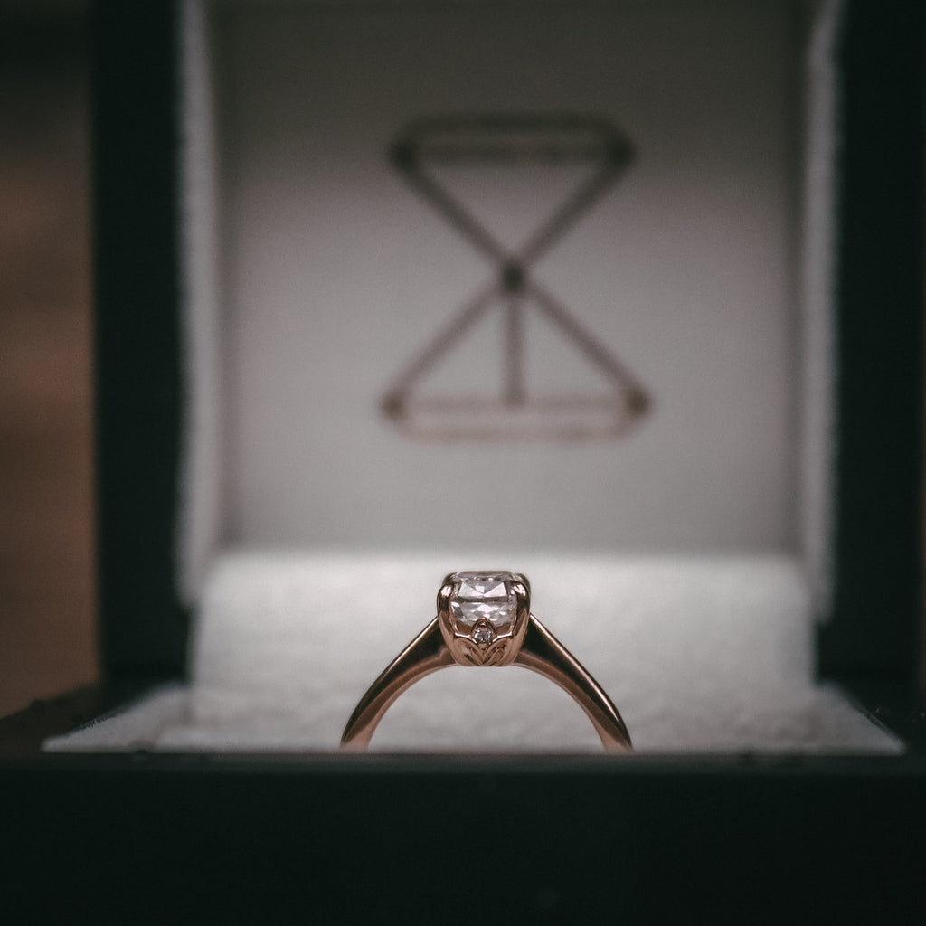 Bespoke cushion cut diamond engagement ring