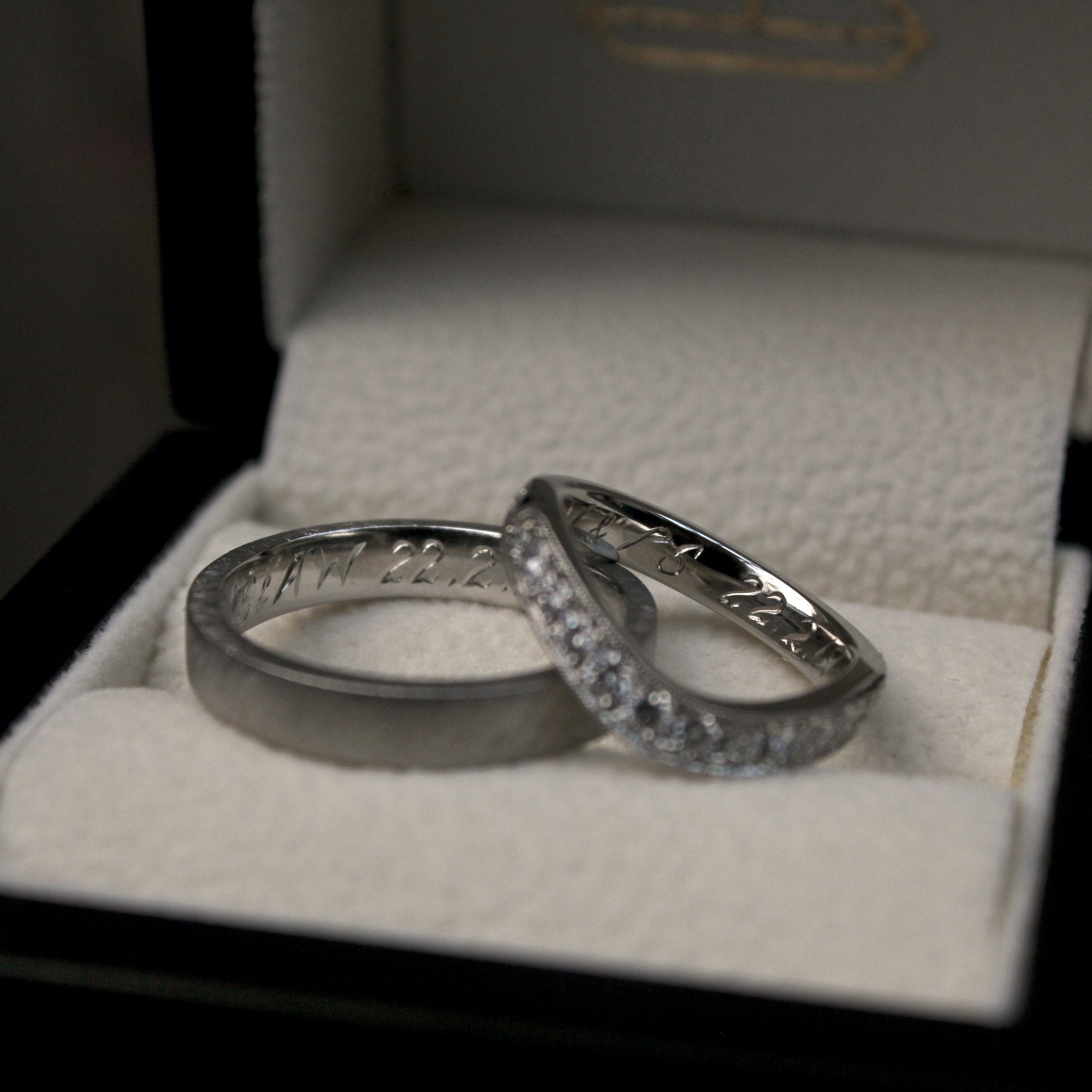 Bespoke Engraved Platinum Wedding Rings