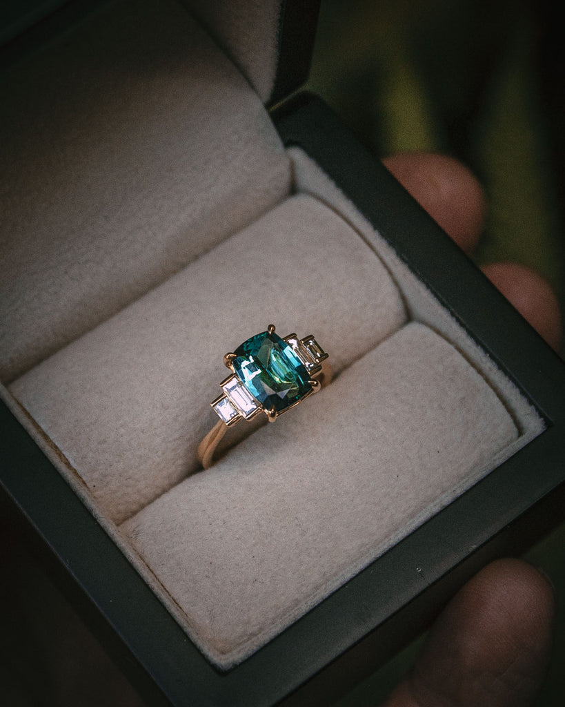 Buy Luxury Indicolite Tourmaline Engagement Ring W/ Genuine Diamonds, 8K or  14K Solid Gold, Dainty Classic Jewelry, Unheated Gemstone, CZ Option Online  in India - Etsy