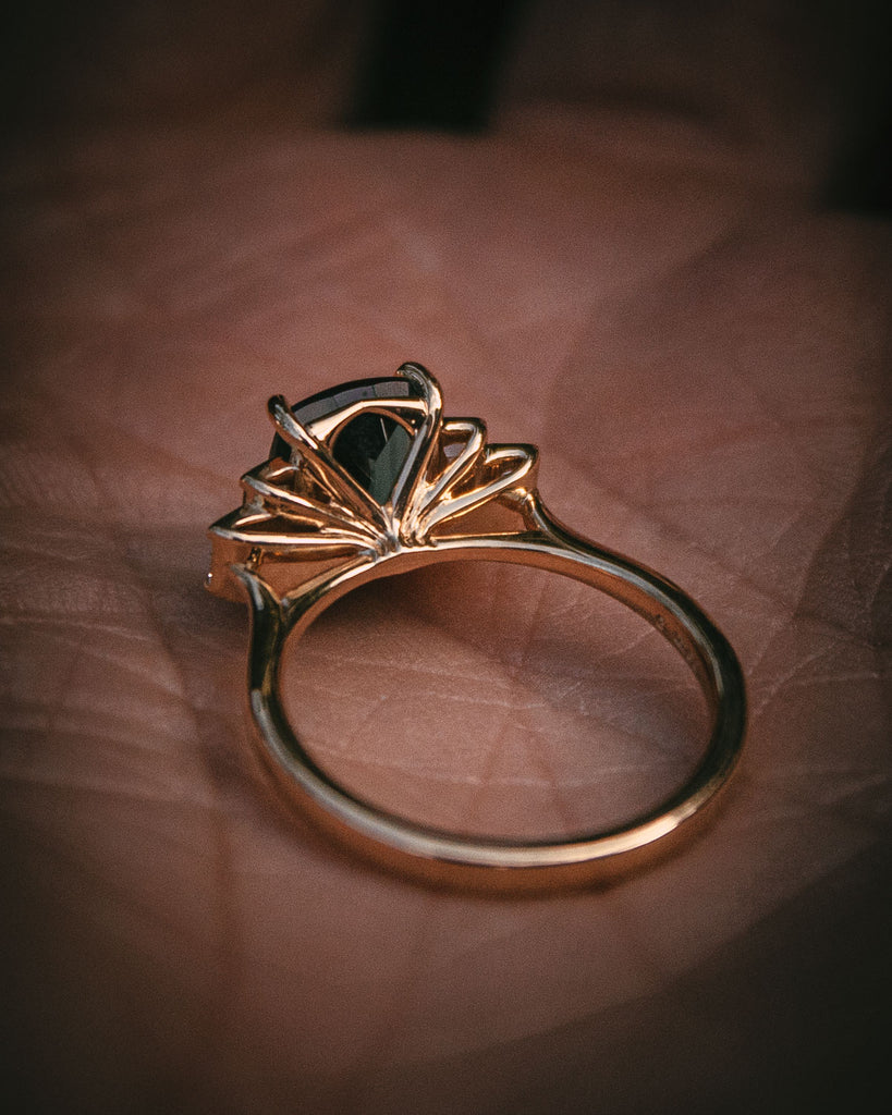 Bespoke indicolite tourmaline and diamond engagement ring