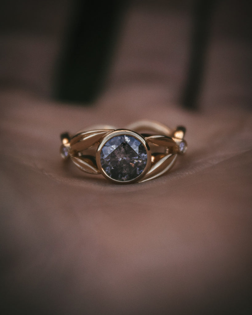 Salt and Pepper Rustic Grey Diamond Engagement Ring
