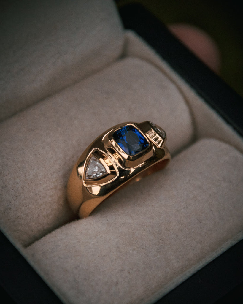 Moira Patience Fine Jewellery Bespoke Sapphire and  Diamond Engagement Ring Edinburgh