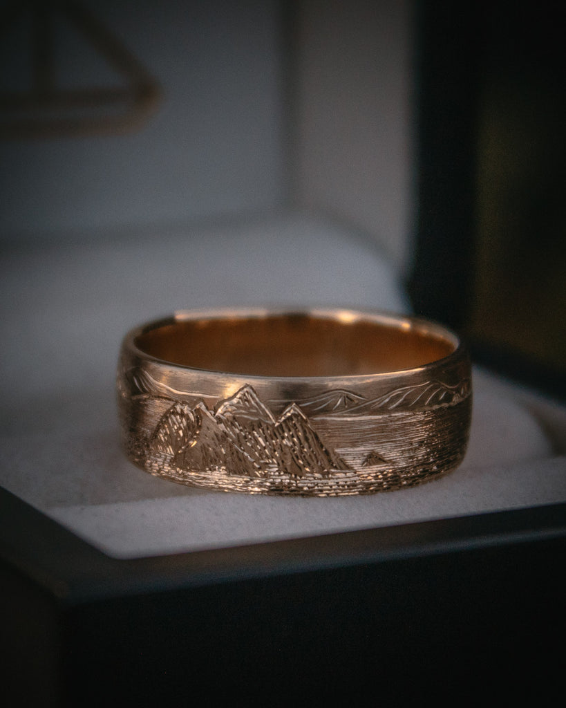 Moira Patience Fine Jewellery Bespoke Scottish Landscape Engraved Wedding Ring