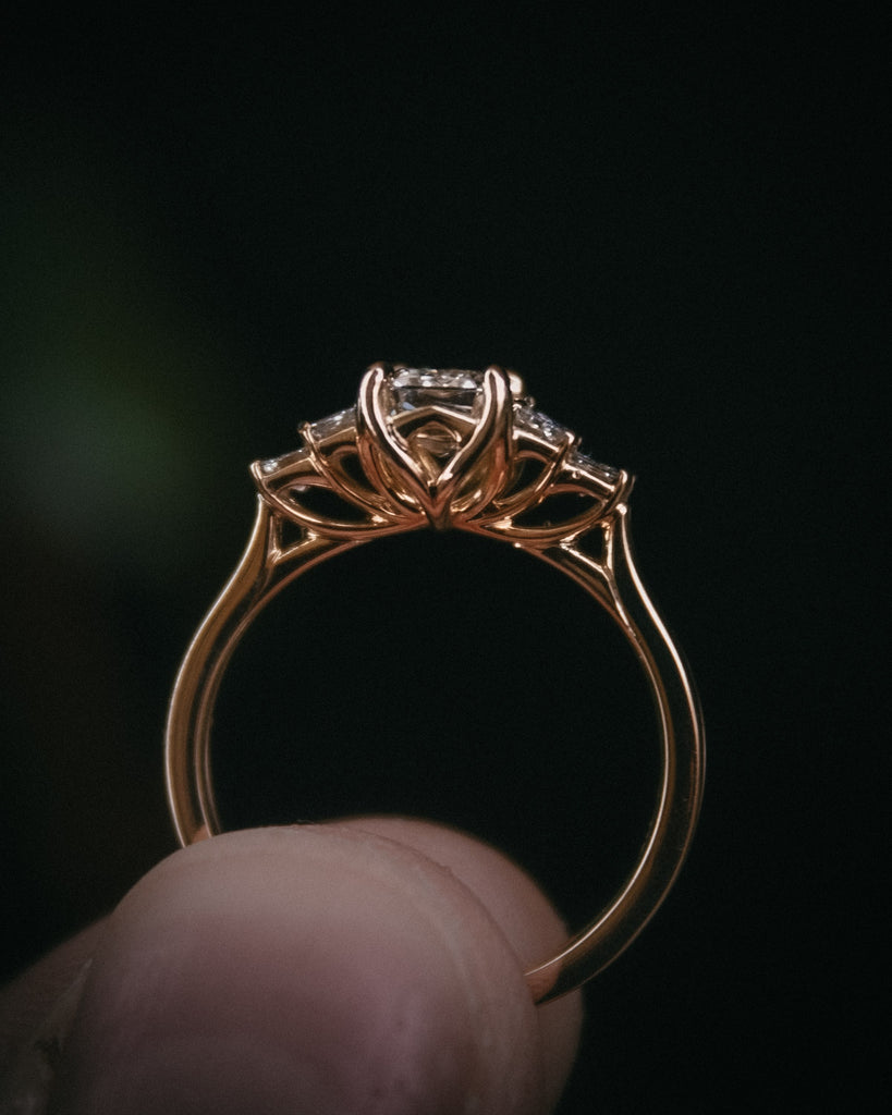 Moira Patience Fine Jewellery Bespoke Warm White Emerald Cut Diamond Engagement Ring