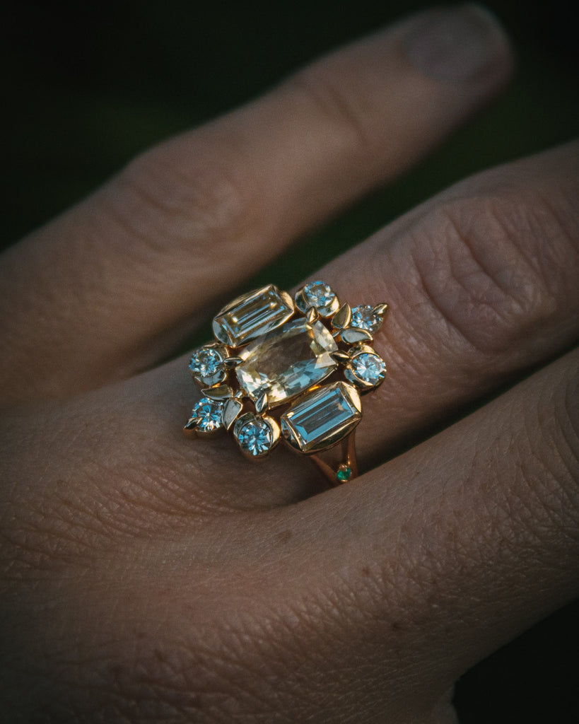 Yellow Sapphire and Diamond Ring