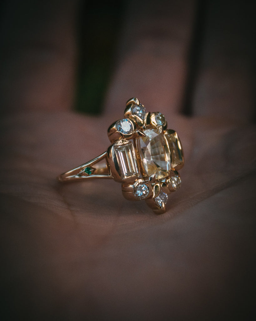 Yellow Sapphire and Diamond Ring