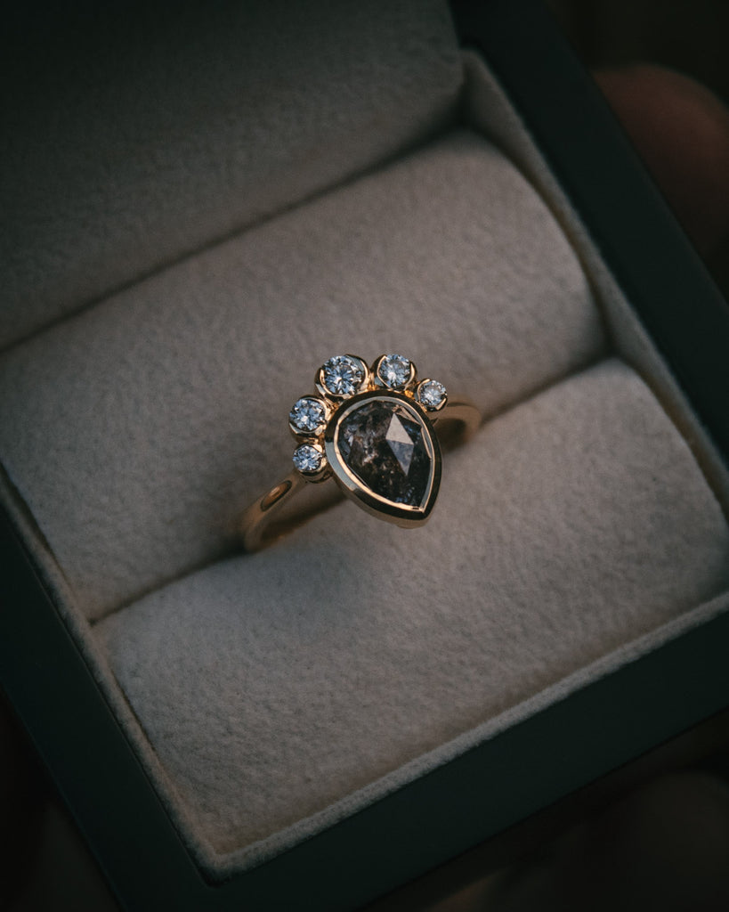 Moira Patience Bespoke Salt and Pepper Grey Diamond Engagement Ring