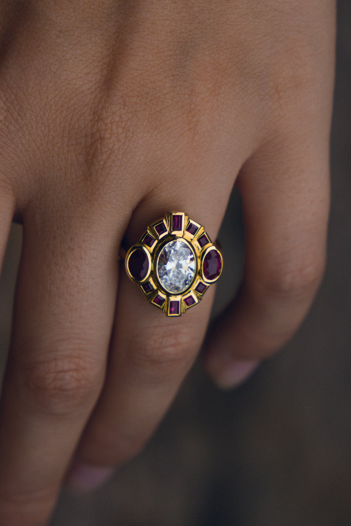 Bespoke Ruby and Diamond Cocktail Ring