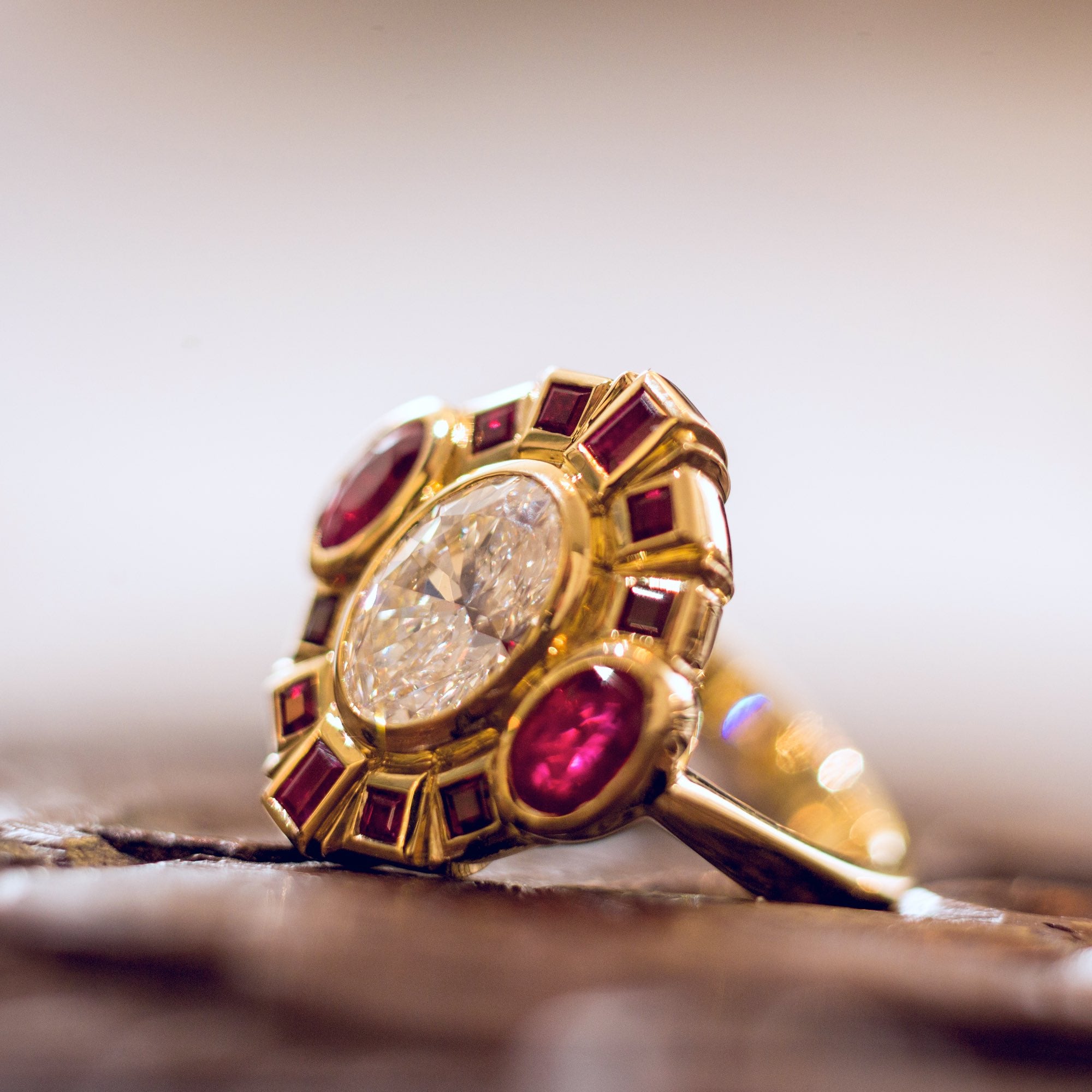 Bespoke Remodelled Diamond and Ruby Cocktail Ring