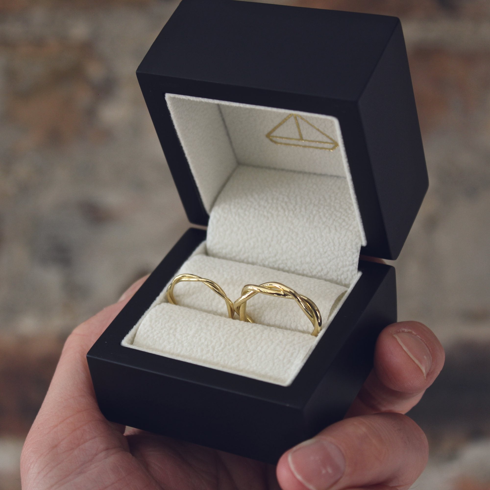 Bespoke handmade twisted gold wedding rings