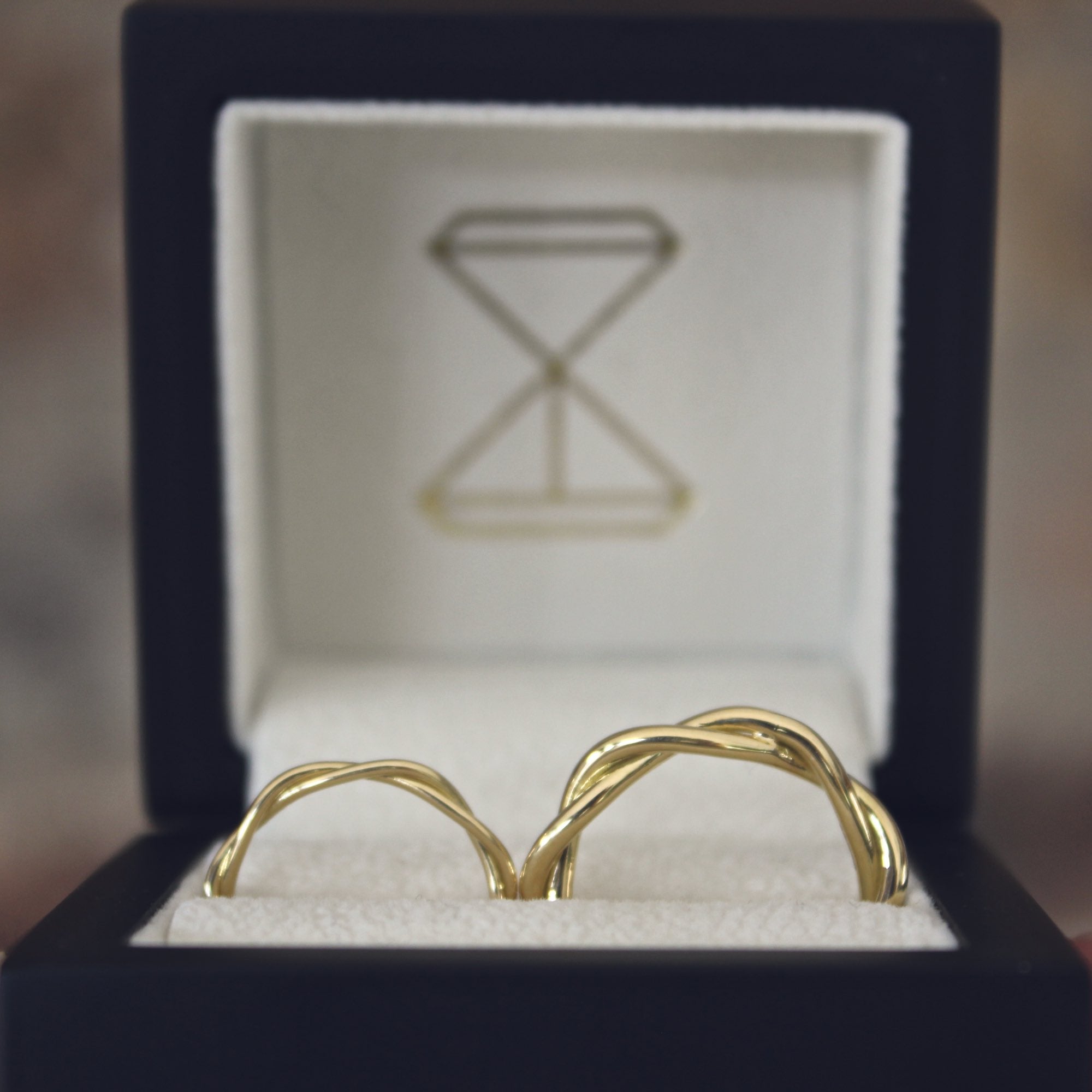 Bespoke handmade twisted gold wedding rings