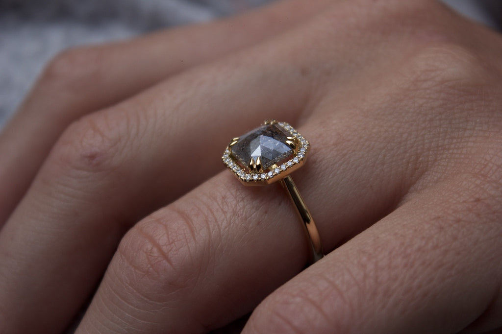 Patience Jewellery Bespoke Salt and Pepper Diamond Engagement Ring Edinburgh