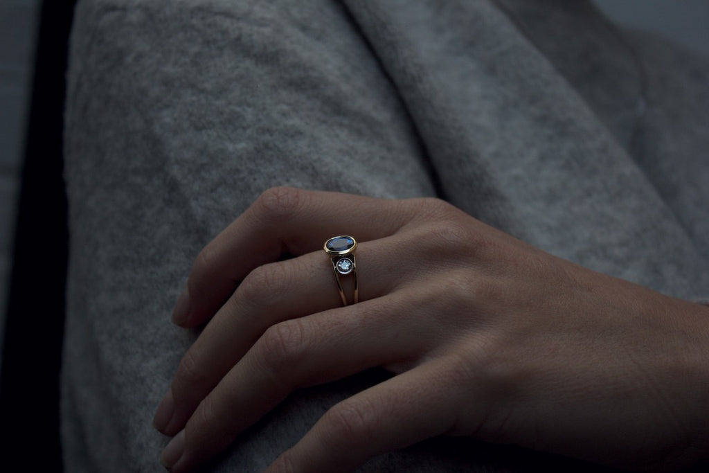 Patience Jewellery Bespoke Gold Sapphire Diamond Ring