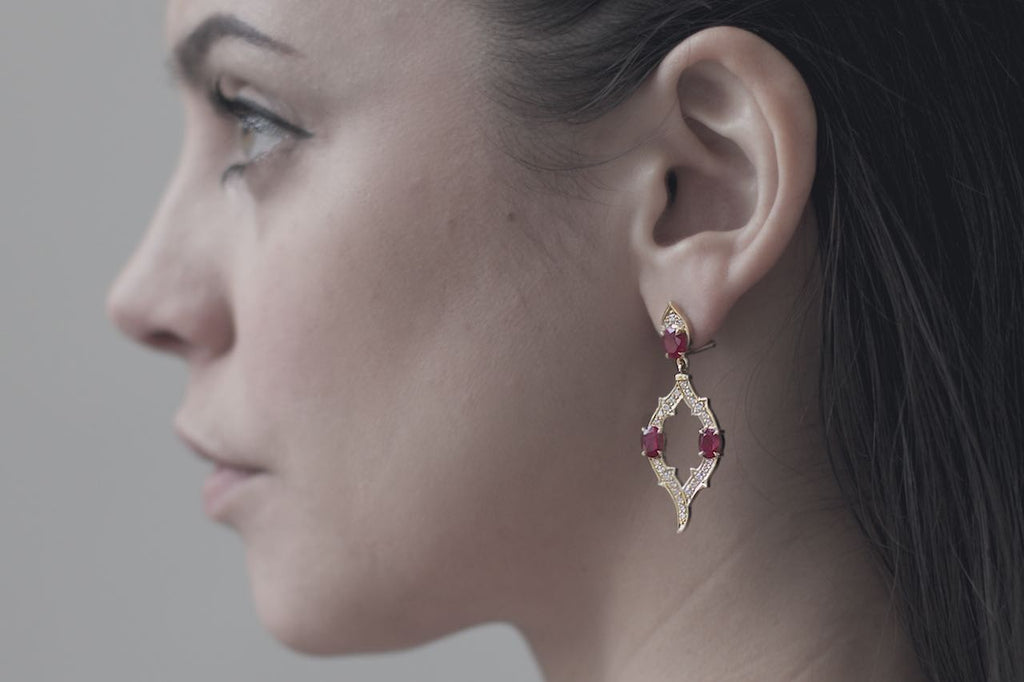 Patience Jewellery remodelling ruby and diamond earrings in Edinburgh