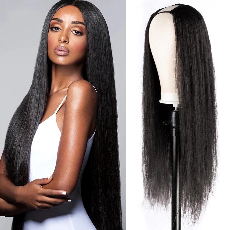 U Part Wig Straight Human Hair For Black Women Natural