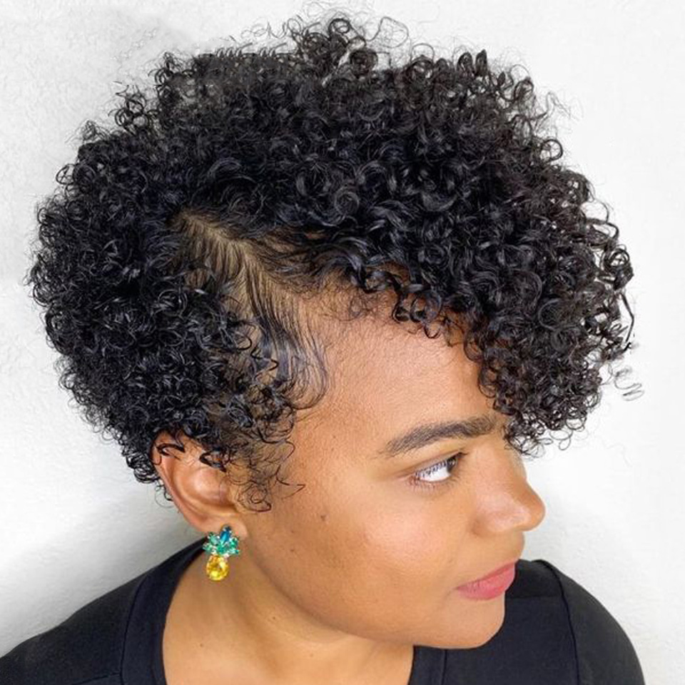 Natural Black 13x4x1 Side Part Lace Curly Short Pixie Cut Bob for Blac –  Lumiere hair