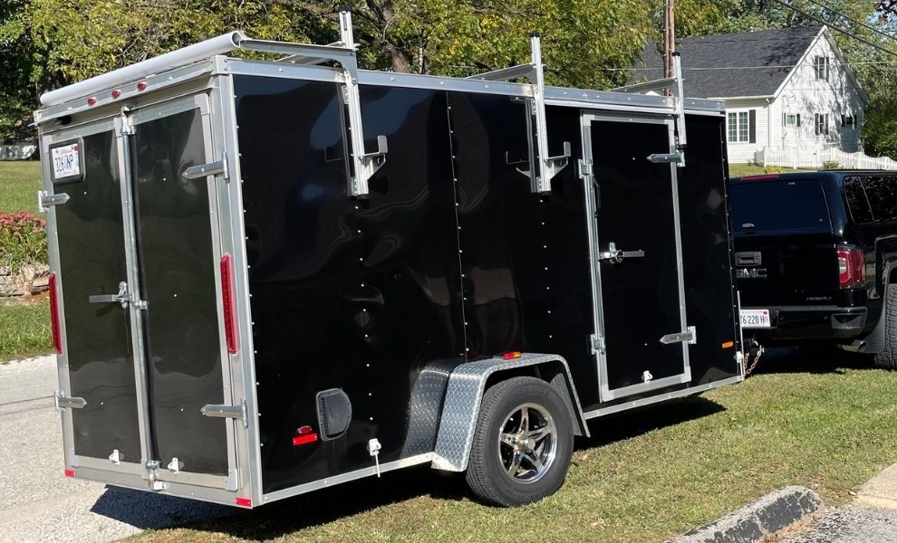 custom enclosed trailer ladder rack