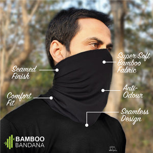 A person using the bandana as a face cover