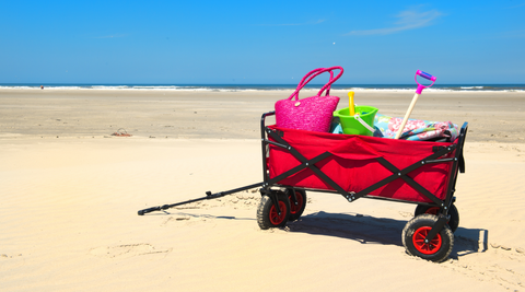 beach wagon with supplies for a beach workout