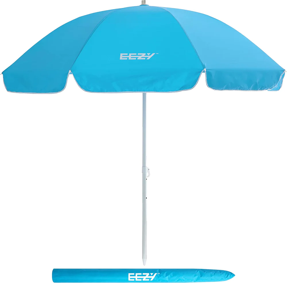 The bright blue EEZ-U umbrella.