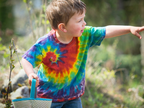 Toddler doing a scavenger hunt