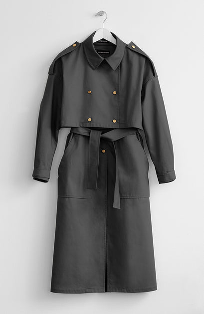 TWO-PIECE BLACK TRENCH COAT – SomeMoment