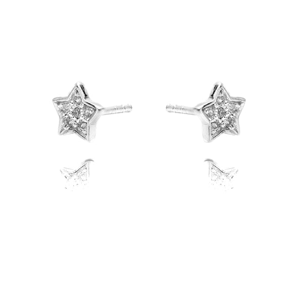 Star Stud Earrings Sterling Silver with Cubic Zirconia Gemstones
