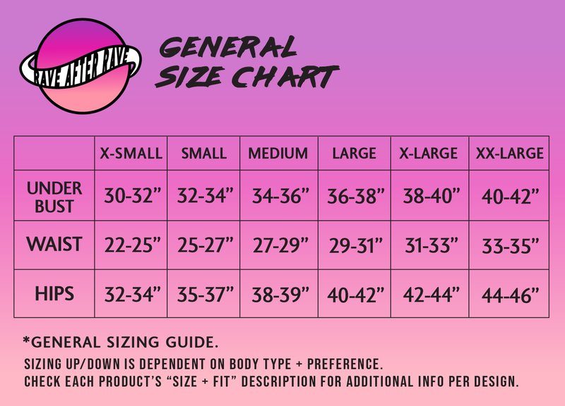 Size Charts | Rave After Rave
