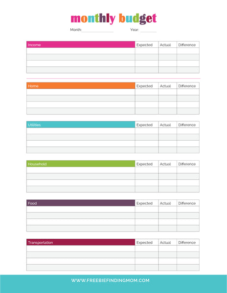 downloadable household budget worksheet